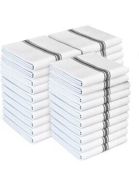 30 Pack Cotton Kitchen Towels Set - Absorbent, Reusable Dish Cloths, Black